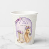 Mädchen Lila Florale Pferd Geburtstag Papierbecher (Vorderseite)