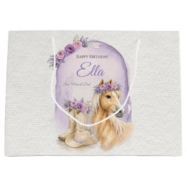 Mädchen Lila Florales Pferd Geburtstag Große Geschenktüte