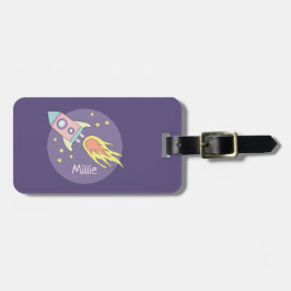 Mädchen: Lila Galaxy-Raketenschiff-Kinder Gepäckanhänger