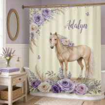 Mädchen Lila Gelbe Rose Pferd Monogramm