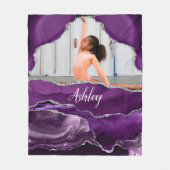 Mädchen Lila Glitzer Personalisiert Foto und Name Fleecedecke (Vorderseite)