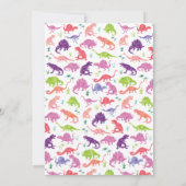 Mädchen Lila Pink Dinosaurier Geburtstagseinladung (Rückseite)