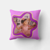 Mädchen lila Sternprinzessin Name & Foto Kissen (Rückseite)