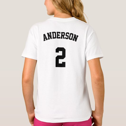 Mädchen Lila Volleyball Custom Text School Letters T-Shirt (Rückseite)
