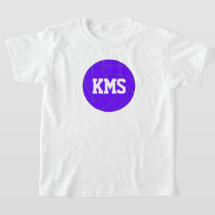Mädchen Lila Volleyball Custom Text School Letters T-Shirt