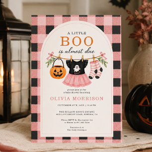 Mädchen Little Boo Halloween Rosa Gingham Baby-Ein Einladung