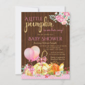 Mädchen Little Pumpkin Rustic Wood Fall Baby Dusch Einladung (Vorderseite)