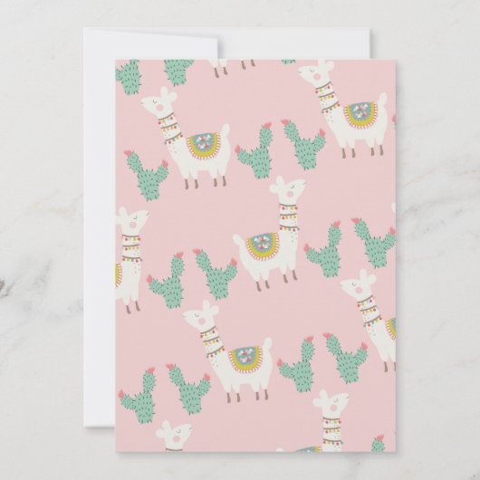 Mädchen Llama und Kaktus Kinderdusche Einladung (Rückseite)