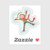 Mädchen machen Schneegel Aufkleber (Blatt)