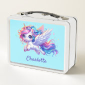 Mädchen Magical Unicorn Regenbogen Kinder Personal Metall Brotdose (Rückseite)