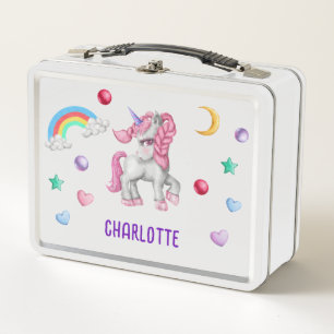 Mädchen Magical Unicorn Regenbogen Kinder Personal Metall Brotdose