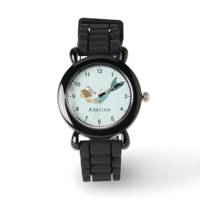 Mädchen Magische und Whimsikische Meerjungfrau Kin Armbanduhr (Vorderseite)