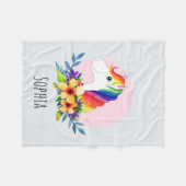 Mädchen Magischer Regenbogen Einhorn und Name Kind Fleecedecke (Vorderseite (Horizontal))