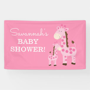 Mädchen-Mama-und Baby-Giraffen-Duschen-Fahnen-Rosa Banner