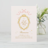 Mädchen Märchenprinzessin Bogen Rosa Geburtstagsfe Einladung (Stehend Vorderseite)