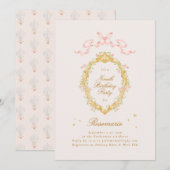 Mädchen Märchenprinzessin Bogen Rosa Geburtstagsfe Einladung (Vorne/Hinten)