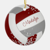 Mädchen Maroon graue Volleyball mit winzigen silbe Keramik Ornament (Vorne)