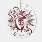Mädchen Maroon graue Volleyballs Stars halten Sake Keramik Ornament (Links)