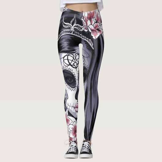 Mädchen-Masken-Halloween-Blume keucht Leggings (Vorderseite)