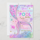 Mädchen Meerjungfrau Aquarell und Gold Geburtstag Einladung (Vorderseite)