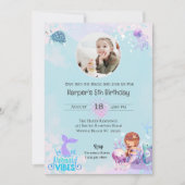 Mädchen Meerjungfrau-Foto unter dem Meer 5. Geburt Einladung (Vorderseite)