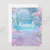 Mädchen Meerjungfrau Geburtstag, Mädchen Party Einladung (Vorne/Hinten)