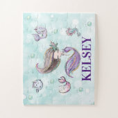 Mädchen Meerjungfrau & Meerestiere Personalisierte Puzzle (Vertikal)