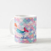 Mädchen Meerjungfrau personalisierte Mug Kaffeetasse (Vorderseite Links)