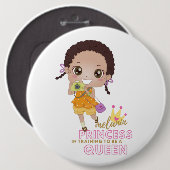 Mädchen MELANIN Prinzessin in Ausbildung als König Button (Vorne & Hinten)