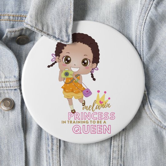 Mädchen MELANIN Prinzessin in Ausbildung als König Button (Beispiel)
