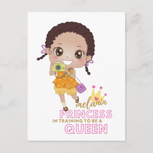 Mädchen MELANIN Prinzessin in Ausbildung als König Postkarte (Vorderseite)
