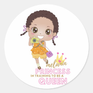 Mädchen MELANIN Prinzessin in Ausbildung als König Runder Aufkleber