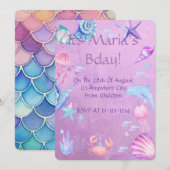 MÄDCHEN MERMAID MEER THEMA, DIGITALE EINLADUNG PAR (Vorne/Hinten)