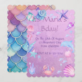 MÄDCHEN MERMAID MEER THEMA, DIGITALE EINLADUNG PAR (Vorne/Hinten)
