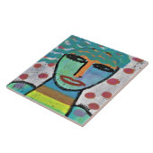 Mädchen mit Abstrakter Punktmalerei auf OSB-Mother Fliese (Seite)