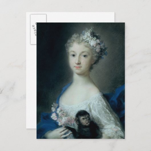 Mädchen mit Affen Postkarte (Vorne/Hinten)