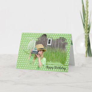 Mädchen mit alter Kamera Geburtstag Karte