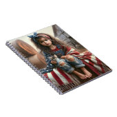 Mädchen mit amerikanischer Flagge und Kitten Notizblock (Rechte Seite)