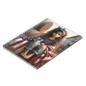 Mädchen mit amerikanischer Flagge und Kitten Notizblock (Linke Seite)
