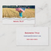 Mädchen mit amerikanischer Flagge Visitenkarte (Vorne/Hinten)