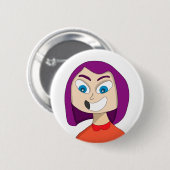 Mädchen mit ansteckendem Lächeln Button (Vorne & Hinten)