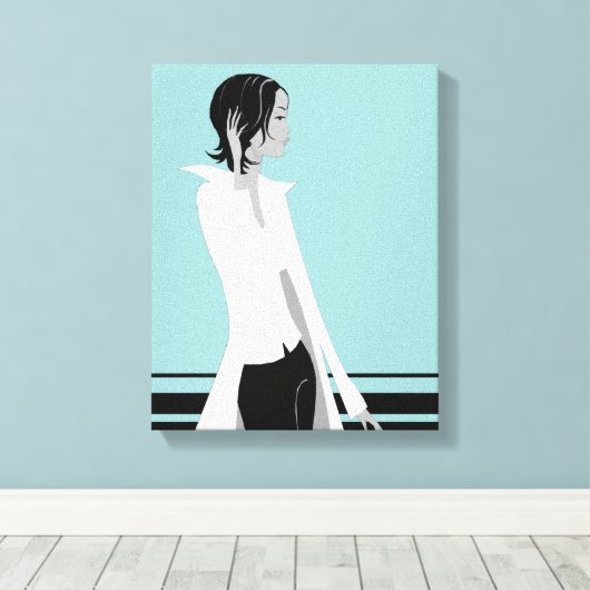 Mädchen mit Attitude Fashion Diva Wrapped Canvas Leinwanddruck (Insitu (Holzboden))