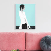 Mädchen mit Attitude Fashion Diva Wrapped Canvas Leinwanddruck (Insitu (Wohnzimmer))