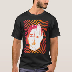 Mädchen mit Auge an Hand Psychedelisch Hypnotische T-Shirt