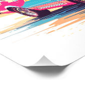 Mädchen mit Auto und Traumwelt Fotodruck (Ecke)