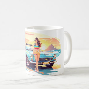 Mädchen mit Auto und Traumwelt Kaffeetasse