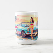 Mädchen mit Auto und Traumwelt Kaffeetasse (Mittel)