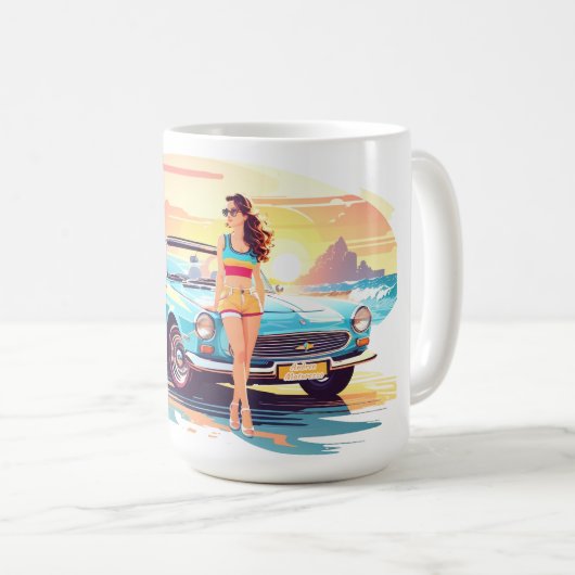 Mädchen mit Auto und Traumwelt Kaffeetasse (VorderseiteRechts)