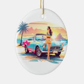 Mädchen mit Auto und Traumwelt Keramik Ornament (Rechts)