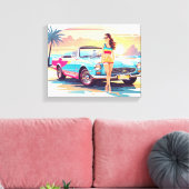 Mädchen mit Auto und Traumwelt Leinwanddruck (Insitu (Wohnzimmer))
